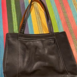 Levenger black leather and canvas interior brief bag